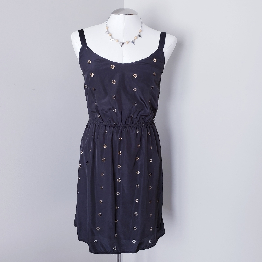 BEBOP Black Dress with Peekaboo Beige Flowers